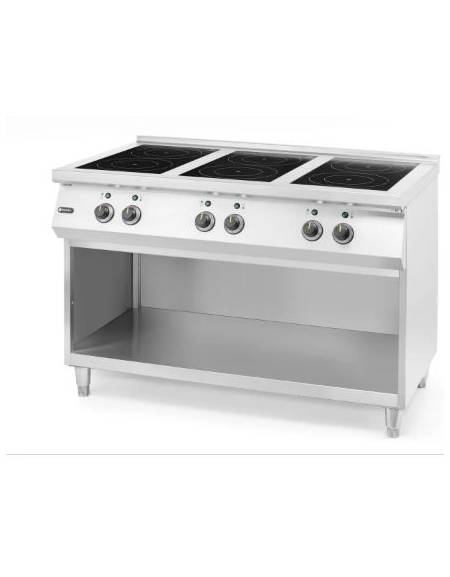 Cucina a induzione su vano aperto - N° 6 zone di cottura ( N° 3 da Kw 5 e N° 3 da Kw 3,5 ) - cm 120x72x85,4h - Trifase