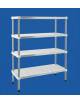 Scaffale per stagionatura formaggi con montanti in acciaio inox e 4 ripiani microforati in polietilene - cm 60x40x160h