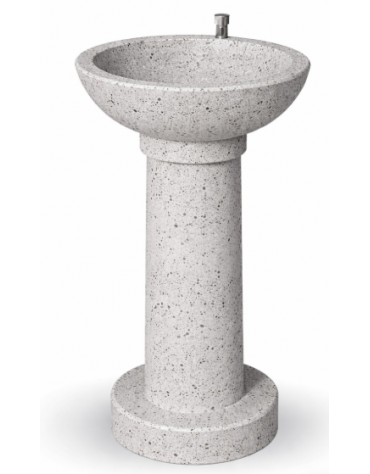 FONTANA IN CALCESTRUZZO CEMENTO COLORE GRIGIO PIETRA - CON RUBINETTO TEMPORIZZATO - cm Ø 52x92h