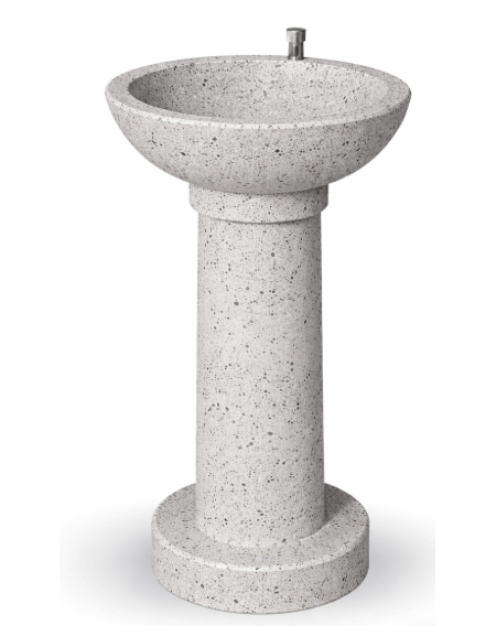FONTANA IN CALCESTRUZZO CEMENTO COLORE GRIGIO PIETRA - CON RUBINETTO TEMPORIZZATO - cm Ø 52x92h