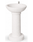 FONTANA IN CALCESTRUZZO CEMENTO COLORE BIANCO PIETRA - CON RUBINETTO TEMPORIZZATO - cm Ø52x92h - Conforme ai CAM