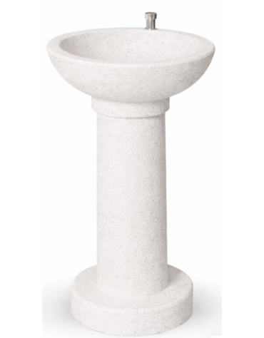 FONTANA IN CALCESTRUZZO CEMENTO COLORE BIANCO PIETRA - CON RUBINETTO TEMPORIZZATO - cm Ø52x92h - Conforme ai CAM