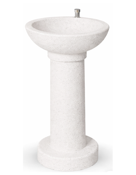 FONTANA IN CALCESTRUZZO CEMENTO COLORE BIANCO PIETRA - CON RUBINETTO TEMPORIZZATO - cm Ø52x92h - Conforme ai CAM