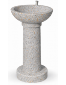 FONTANA IN CALCESTRUZZO CEMENTO COLORE GRIGIO TRAVERTINO - CON RUBINETTO TEMPORIZZATO - cm Ø52x92h - Conforme ai CAM