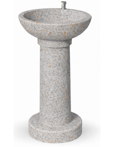FONTANA IN CALCESTRUZZO CEMENTO COLORE GRIGIO TRAVERTINO - CON RUBINETTO TEMPORIZZATO - cm Ø52x92h - Conforme ai CAM
