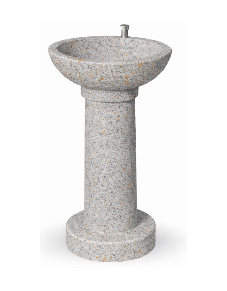 FONTANA IN CALCESTRUZZO CEMENTO COLORE GRIGIO TRAVERTINO - CON RUBINETTO TEMPORIZZATO - cm Ø 52x92h