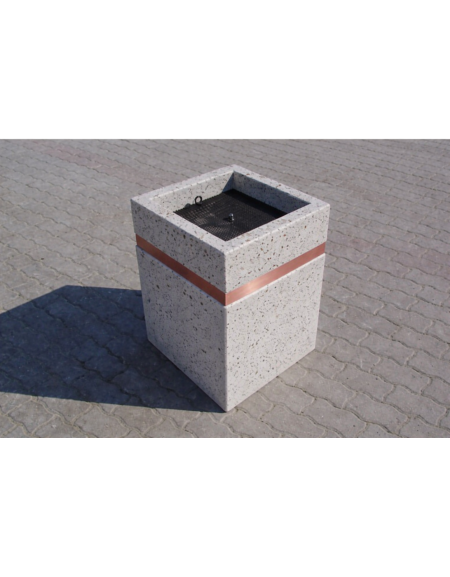 Ceneriera Quadrata in Cemento – Design Elegante con Inserto Zincato - Colore Grigio pietra - cm 50x50x70h - Conforme ai CAM