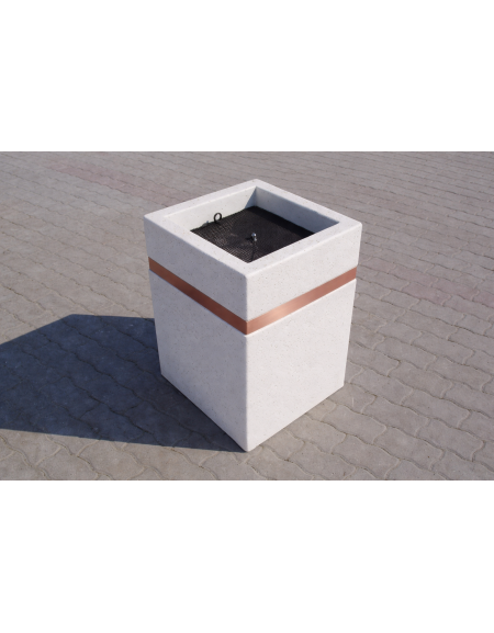 Ceneriera Quadrata in Cemento – Design Elegante con Inserto Zincato - Colore Bianco pietra - cm 50x50x70h - Conforme ai CAM