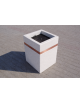 Ceneriera Quadrata in Cemento – Design Elegante con Inserto Zincato - Colore Bianco pietra - cm 50x50x70h - Conforme ai CAM