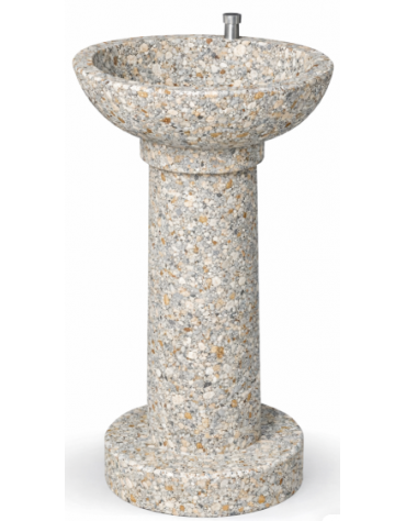 FONTANA IN CALCESTRUZZO CEMENTO COLORE GRIGIO SABBIATO - CON RUBINETTO TEMPORIZZATO - cm Ø 52x92h