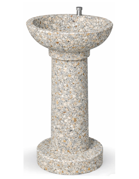 FONTANA IN CALCESTRUZZO CEMENTO COLORE GRIGIO SABBIATO - CON RUBINETTO TEMPORIZZATO - cm Ø 52x92h