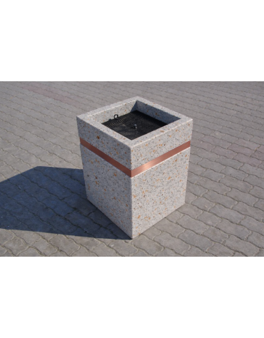 Ceneriera Quadrata in Cemento – Design Elegante con Inserto Zincato - Colore Grigio Travertino - cm 50x50x70h - Conforme ai CAM