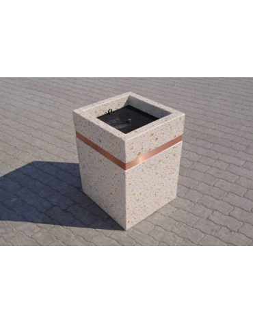 Ceneriera Quadrata in Cemento – Design Elegante con Inserto Zincato - Colore Bianco Travertino - cm 50x50x70h - Conforme ai CAM