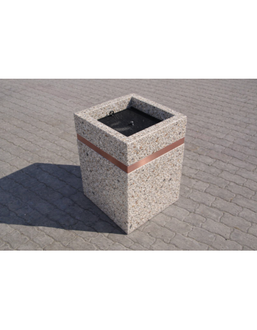 Ceneriera Quadrata in Cemento – Design Elegante con Inserto Zincato - Colore Grigio Sabbiato - cm 50x50x70h - Conforme ai CAM
