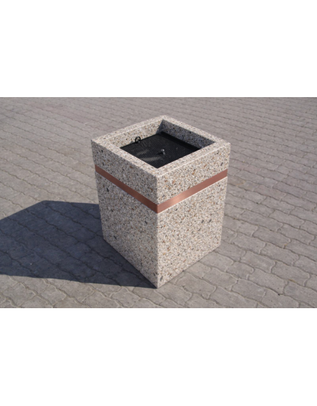 Ceneriera Quadrata in Cemento – Design Elegante con Inserto Zincato - Colore Grigio Sabbiato - cm 50x50x70h - Conforme ai CAM