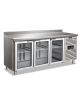 Tavolo refrigerato 3 ante in acciaio inox AISI 304, con porte vetro e alzatina - ventilato +2°/+8°C - Classe C - cm 179,5x70x96h