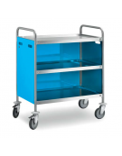 Carrello di servizio inox 18/10 con 2 ripiani saldati e pannellature 3 lati removibili in AISI430 colore a scelta - cm 109x59x90