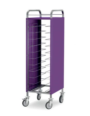 Carrello portavassoi guide universali - Capacità 11 vassoi- Pannellature su tre lati smontabili, in AISI 430 - mm 535x615x1660 h