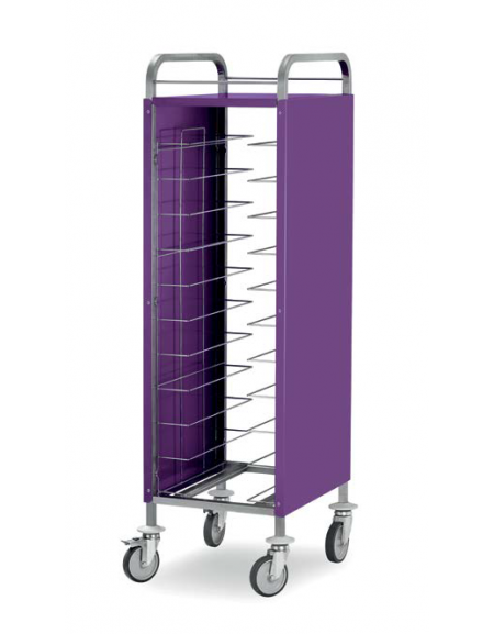 Carrello portavassoi guide universali - Capacità 11 vassoi - Pannellature due lati smontabili in AISI 430 - mm 535x615x1660 h