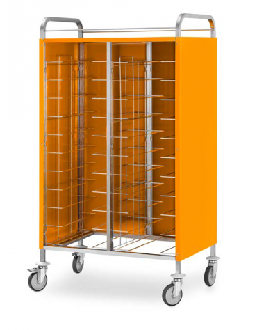 CARRELLO PORTAVASSOI GUIDE UNIVERSALI - Capacità 22 vassoi - Pannellature tre lati smontabili in AISI 430 - mm 975x615x1660 h