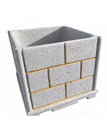 Fioriera quadrata in cemento calcestruzzo effetto muro per esterno - colore Grigio pietra - cm 100x100x100h - Conforme ai CAM