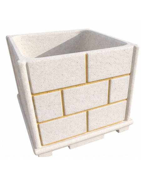 Fioriera quadrata in cemento calcestruzzo effetto muro per esterno - colore Bianco pietra - cm 100x100x100h - Conforme ai CAM