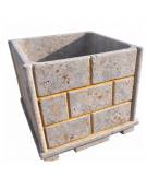 Fioriera quadrata in cemento calcestruzzo effetto muro per esterno -colore Grigio travertino - cm 100x100x100h - Conforme ai CAM