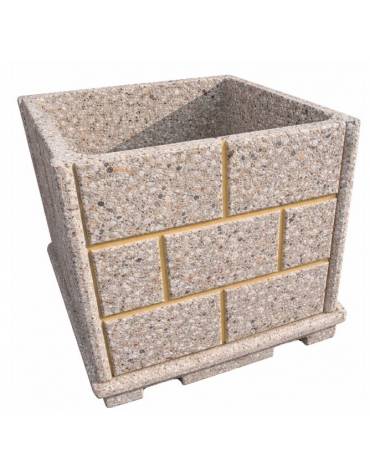 Fioriera quadrata in cemento calcestruzzo effetto muro per esterno - colore Grigio sabbiato - cm 100x100x100h