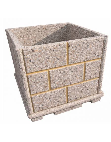 Fioriera quadrata in cemento calcestruzzo effetto muro per esterno -colore Grigio sabbiato - cm 100x100x100h - Conforme ai CAM