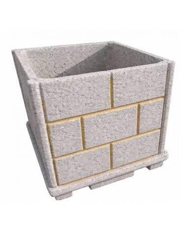 Fioriera quadrata in cemento calcestruzzo effetto muro per esterno - colore Bianco sabbiato - cm 100x100x100h