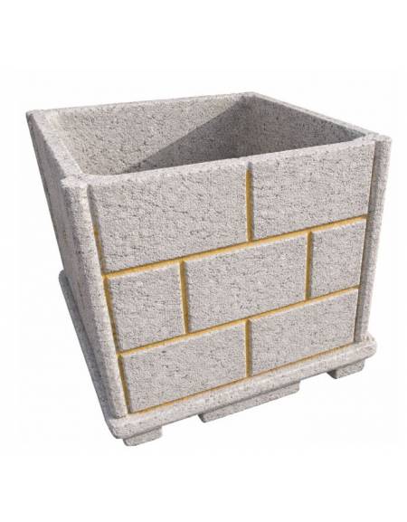 Fioriera quadrata in cemento calcestruzzo effetto muro per esterno - colore Bianco sabbiato - cm 100x100x100h