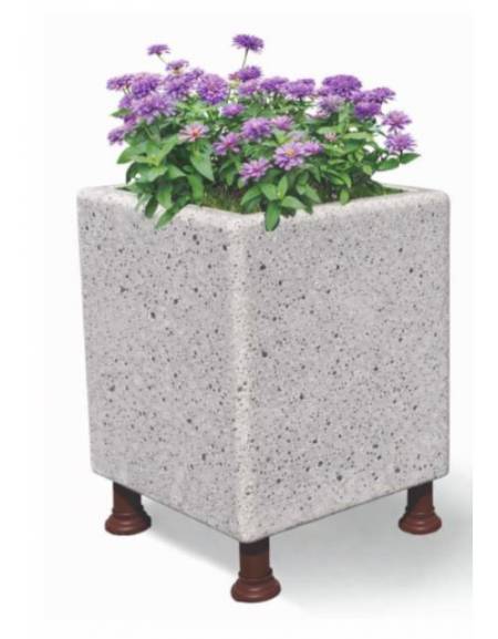 Fioriera quadrata in cemento calcestruzzo colore Grigio pietra - con sostegni autolivellanti - cm 60x60x80h - Conforme ai CAM