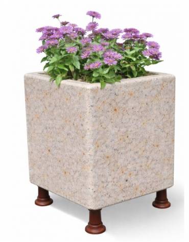 Fioriera quadrata in cemento calcestruzzo colore Grigio travertino - con sostegni autolivellanti - cm 60x60x80h - Conforme ai CA