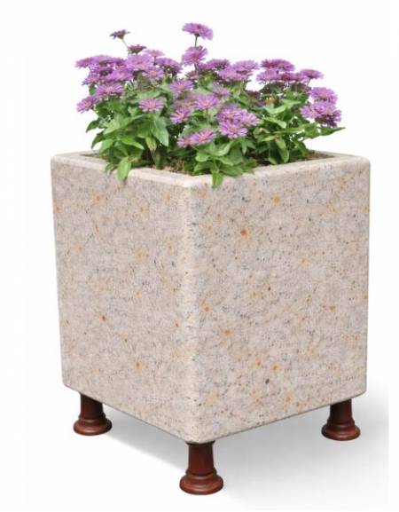 Fioriera quadrata in cemento calcestruzzo colore Grigio travertino - con sostegni autolivellanti - cm 60x60x80h - Conforme ai CA