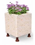 Fioriera quadrata in cemento calcestruzzo colore Bianco travertino - sostegni autolivellanti - cm 60x60x80h - Conforme ai CAM