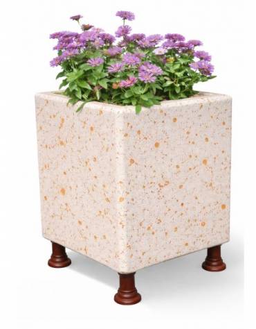 Fioriera quadrata in cemento calcestruzzo colore Bianco travertino - con sostegni autolivellanti - cm 60x60x80h - Conforme ai CA