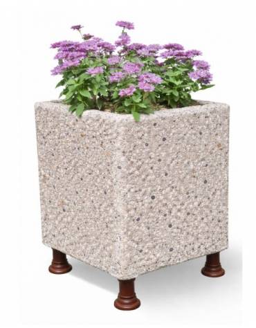 Fioriera quadrata in cemento calcestruzzo colore Grigio sabbiato - con sostegni autolivellanti - cm 60x60x80h - Conforme ai CAM