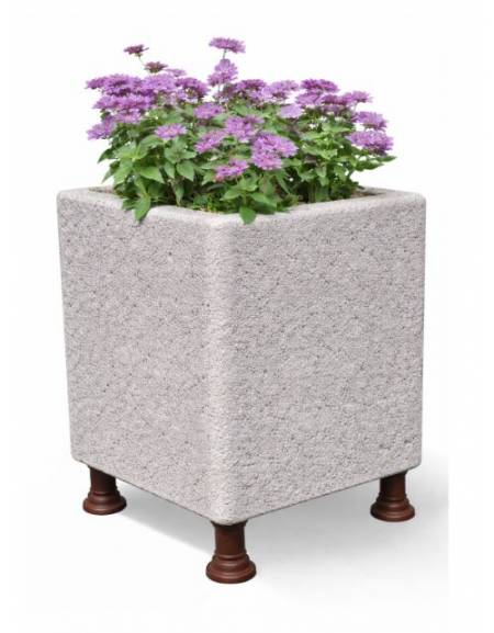 Fioriera quadrata in cemento calcestruzzo colore Bianco sabbiato - con sostegni autolivellanti - cm 60x60x80h - Conforme ai CAM