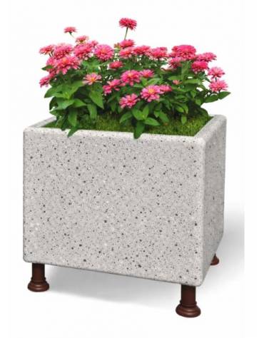 Fioriera quadrata in cemento calcestruzzo colore Grigio pietra - con sostegni autolivellanti - cm 80x80x80h - Conforme ai CAM