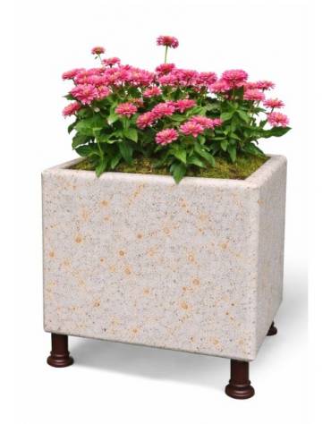 Fioriera quadrata in cemento calcestruzzo colore Grigio travertino - sostegni autolivellanti - cm 80x80x80h - Conforme ai CAM