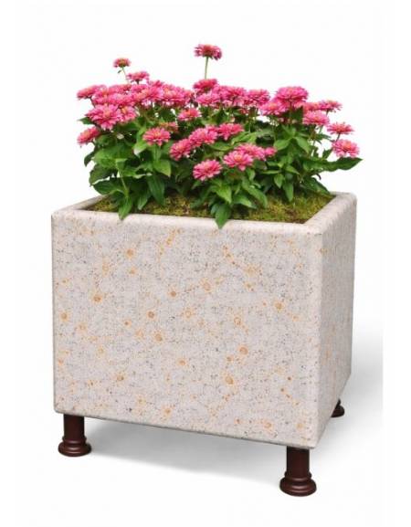 Fioriera quadrata in cemento calcestruzzo colore Grigio travertino - sostegni autolivellanti - cm 80x80x80h - Conforme ai CAM