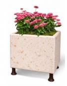 Fioriera quadrata in cemento calcestruzzo colore Bianco travertino - sostegni autolivellanti - cm 80x80x80h - Conforme ai CAM