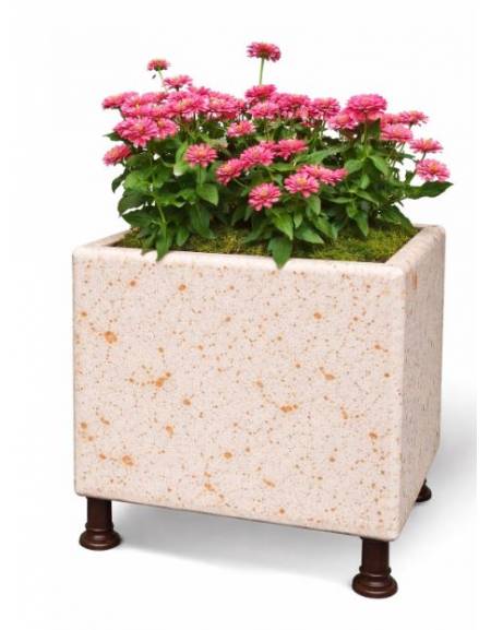 Fioriera quadrata in cemento calcestruzzo colore Bianco travertino - sostegni autolivellanti - cm 80x80x80h - Conforme ai CAM