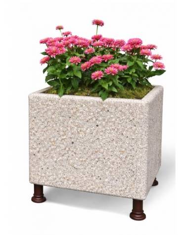 Fioriera quadrata in cemento calcestruzzo colore Grigio sabbiato - con sostegni autolivellanti - cm 80x80x80h - Conforme ai CAM