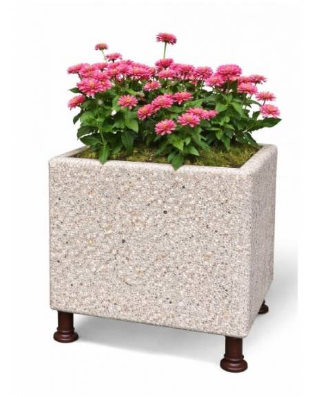 Fioriera quadrata in cemento calcestruzzo colore Grigio sabbiato - con sostegni autolivellanti - cm 80x80x80h - Conforme ai CAM