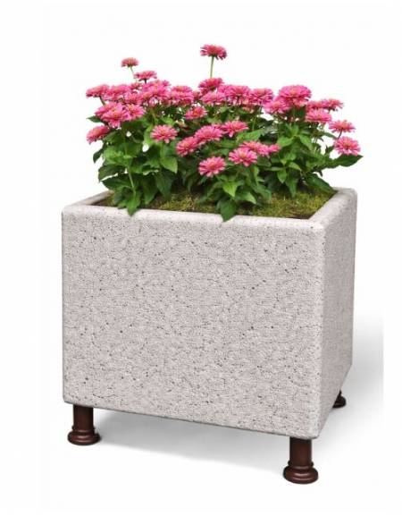 Fioriera quadrata in cemento calcestruzzo colore Bianco sabbiato - con sostegni autolivellanti - cm 80x80x80h - Conforme ai CAM