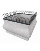 Fioriera quadrata in cemento calcestruzzo con struttura decorativa in acciaio - colore Grigio pietra - cm 150x150x100h