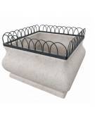 Fioriera quadrata in cemento calcestruzzo - colore Grigio travertino - struttura decorativa in acciaio - cm 150x150x100h  - CAM