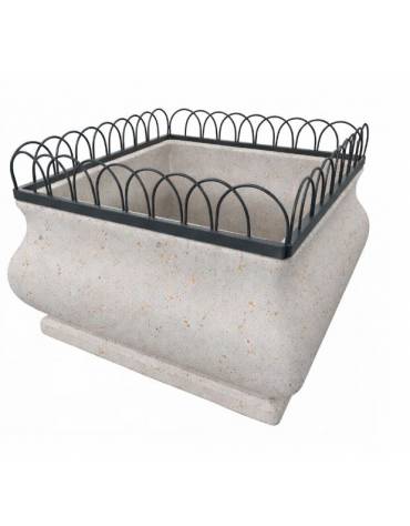 Fioriera quadrata in cemento calcestruzzo - colore Grigio travertino - struttura decorativa in acciaio - cm 150x150x100h  - CAM