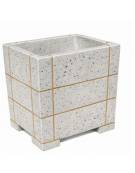 Fioriera quadrata in cemento calcestruzzo con scannellature - colore Grigio pietra - cm 60x60x70h